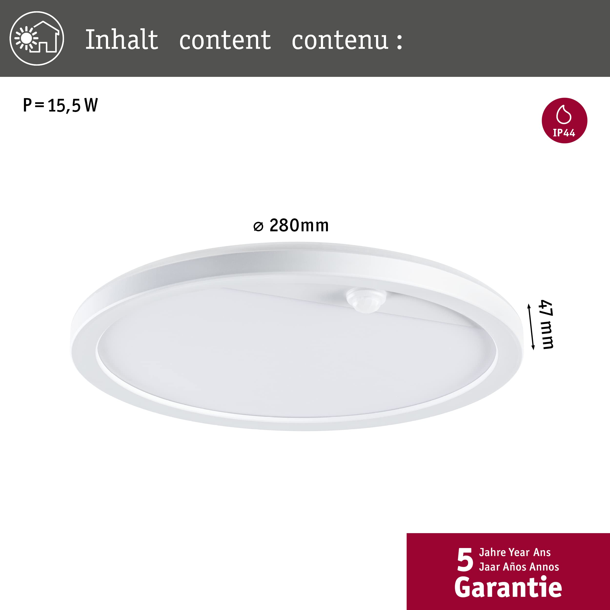 Paulmann Lamina 94662 Aussenleuchte Panel rund weiss Bewegungsmelder