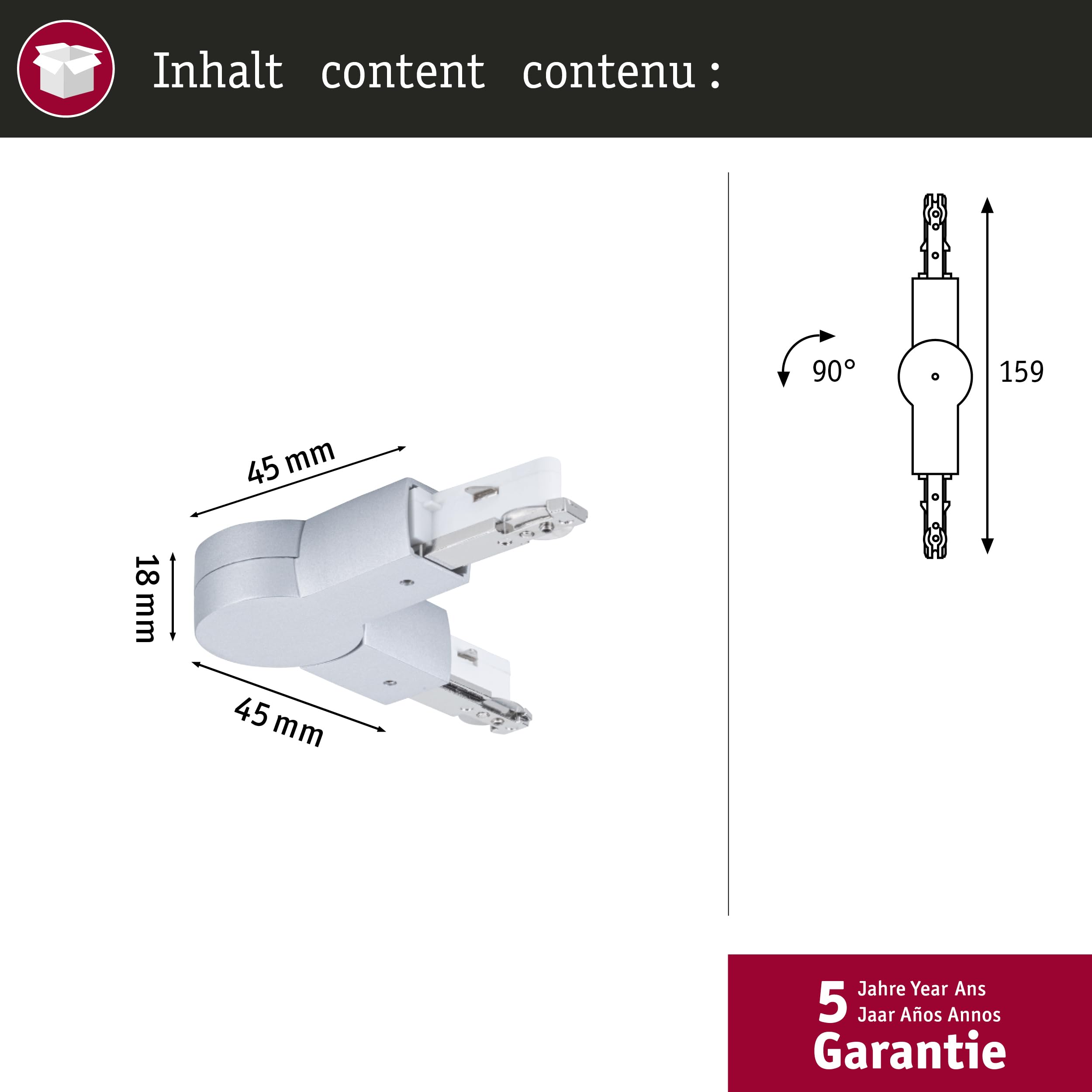 Paulmann URail 96964 Verbinder Gelenk Chrom matt 159mm