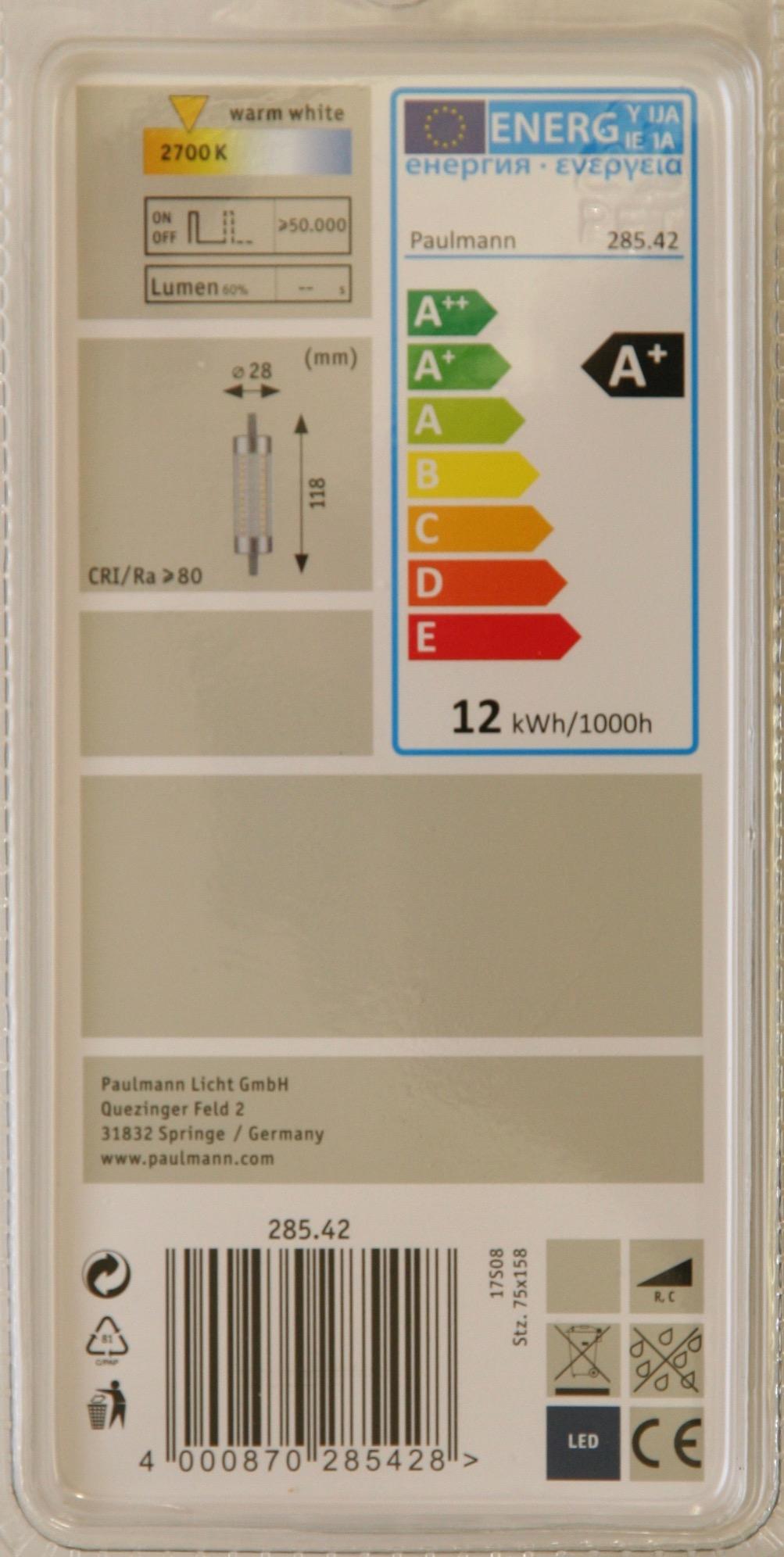 Paulmann 285.42 LED Stab 12W R7s warmweiß