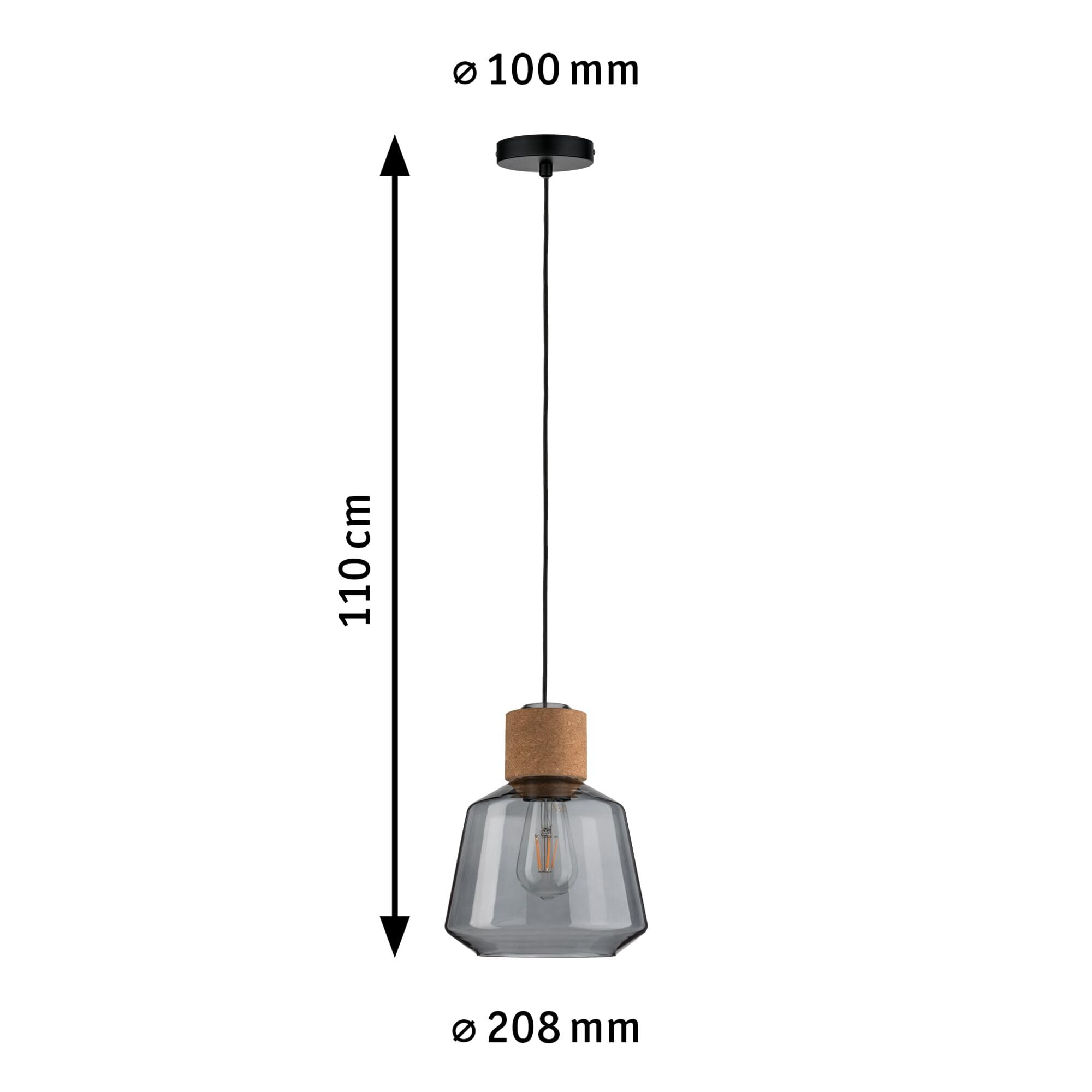 Paulmann Neordic Elia 79739 Pendelleuchte Rauchglas Kork
