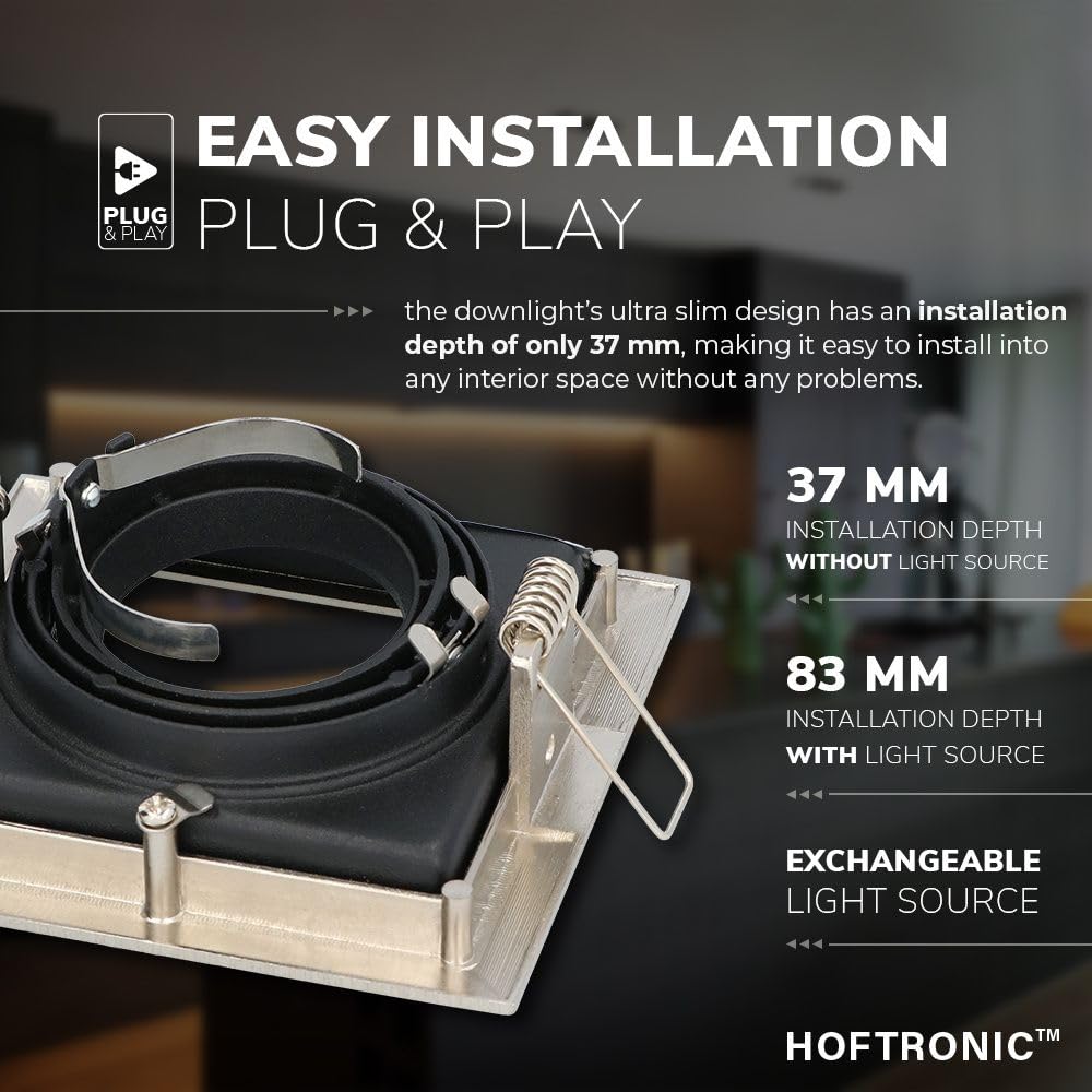 Hoftronic Durham LED Einbaustrahler eckig 4000K schwenkbar