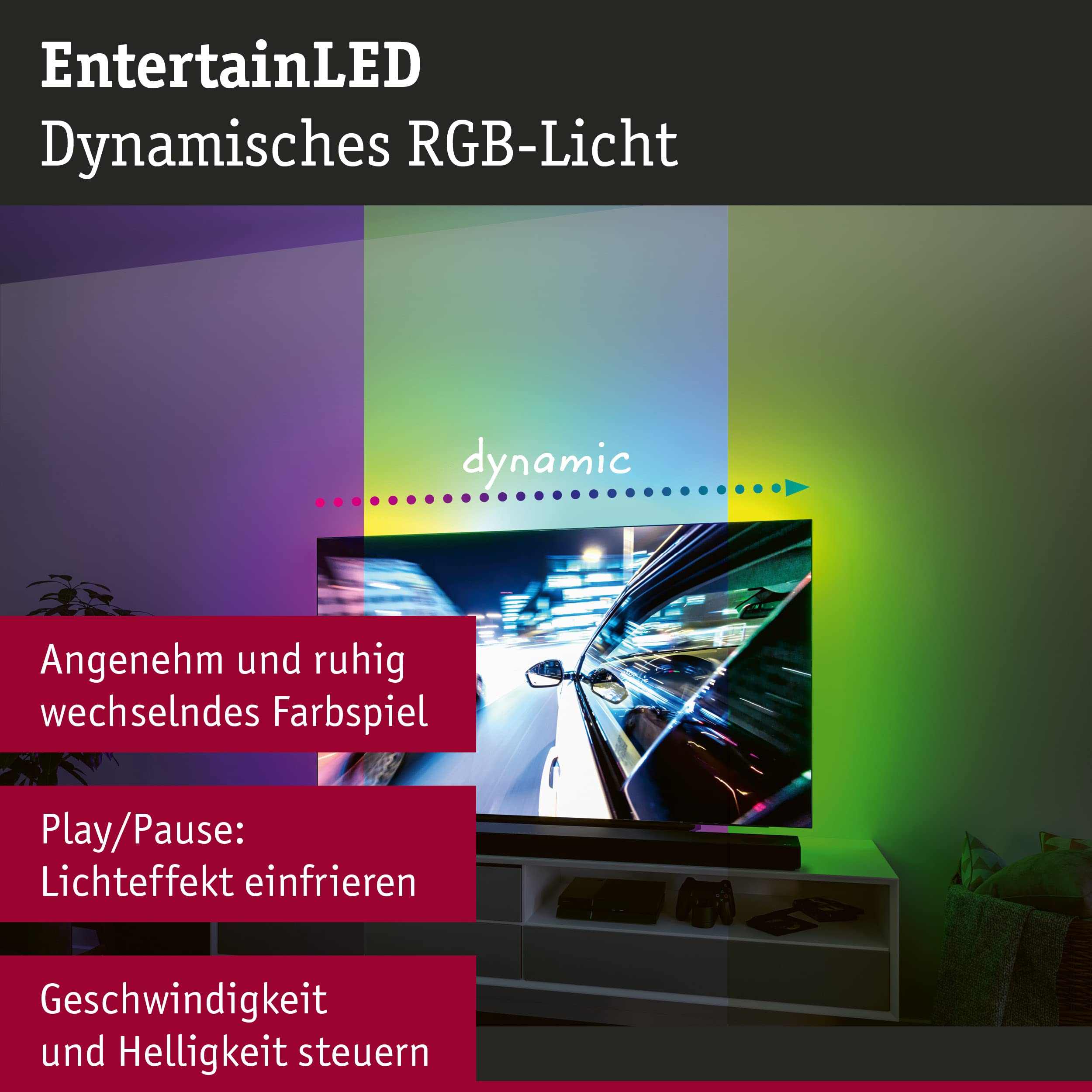 Paulmann 78881 Dynamic Rainbow LED-Stripe 2,4m RGB 65 Zoll