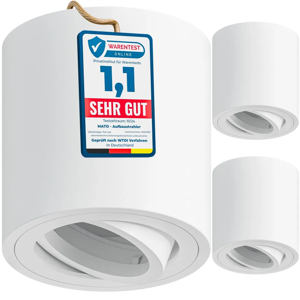 MATO Aufbauspot GU10 Strahler weiß 3er schwenkbar 80mm