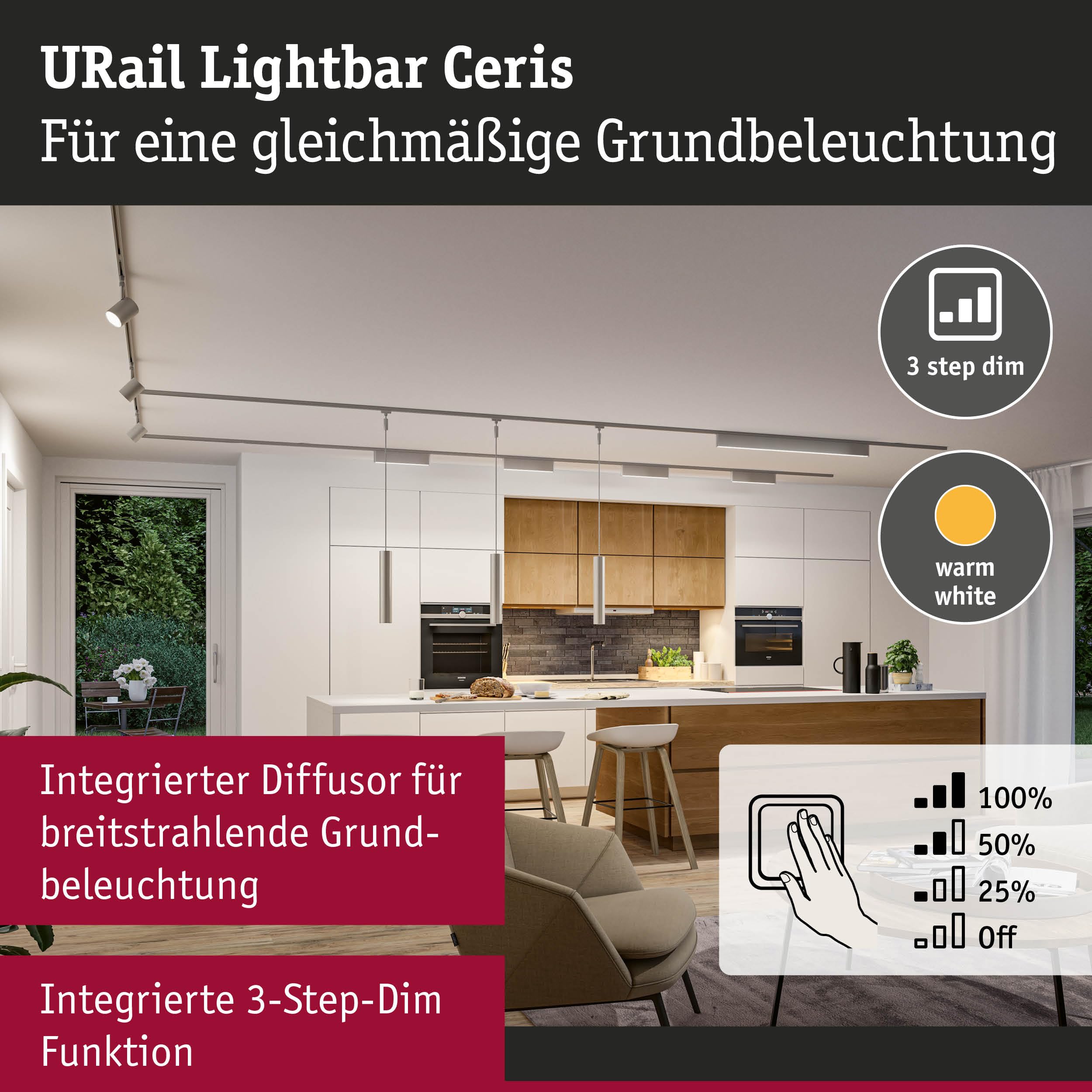 Paulmann URail 95711 Lightbar Ceris chrom 3-Step-Dim