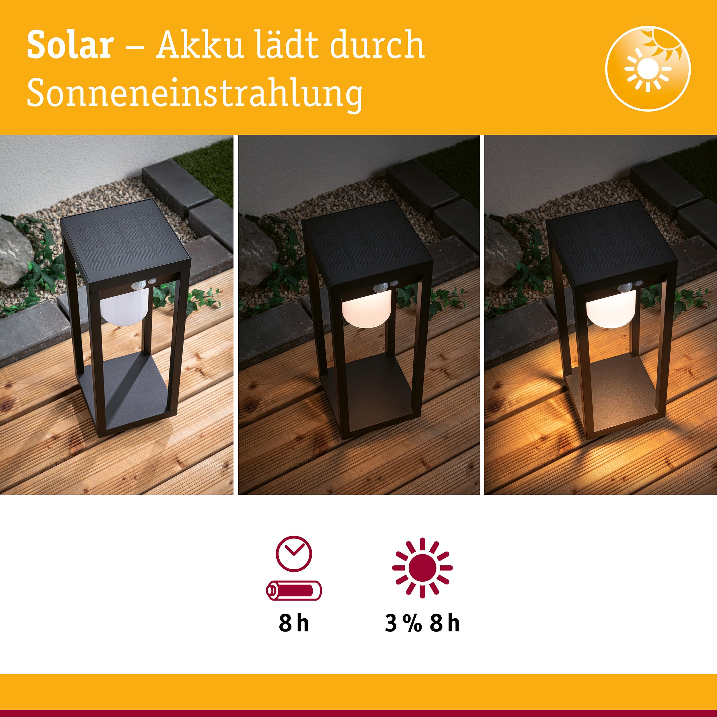 Paulmann Marisol 94573 Solarleuchte Schwarz Bewegungsmelder