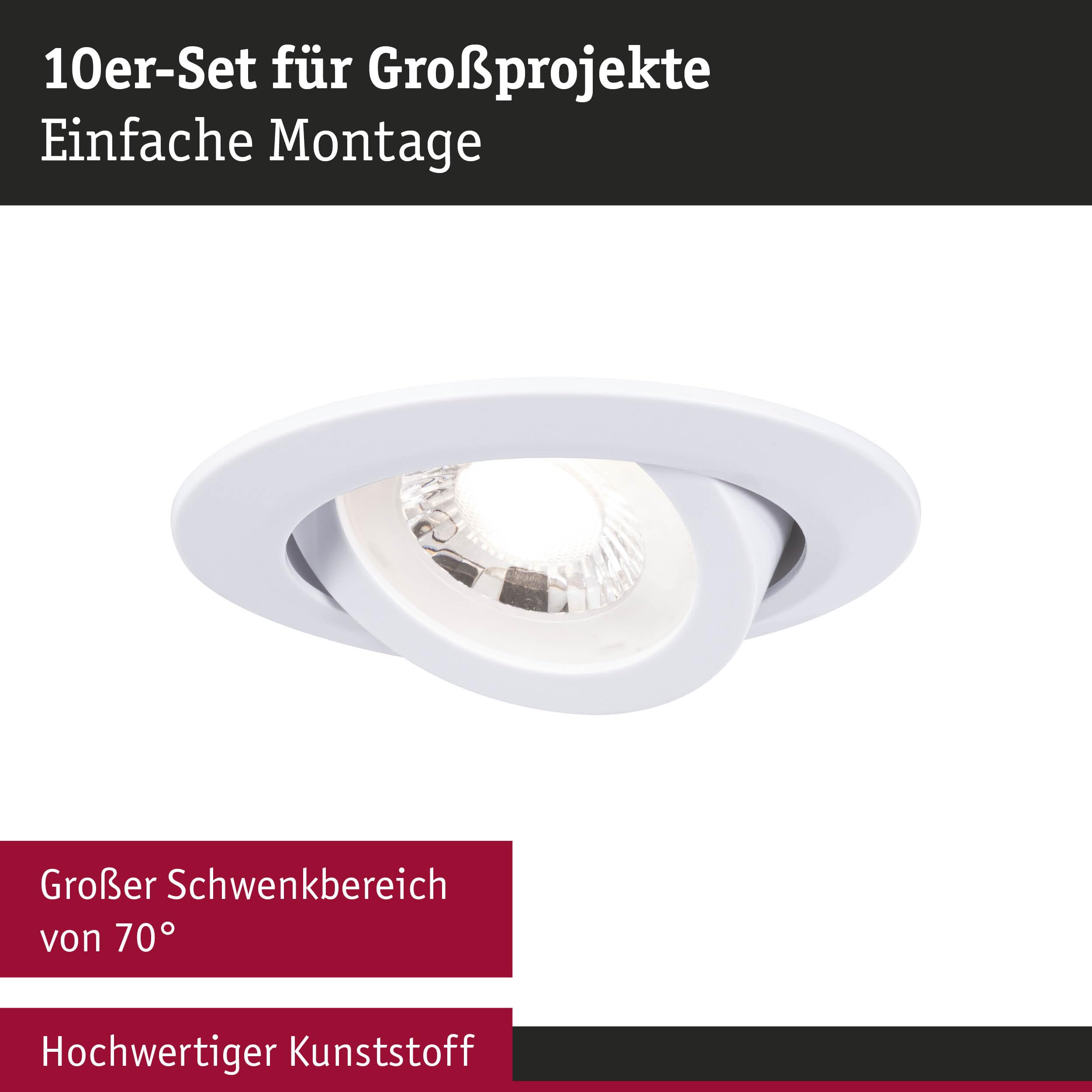 Paulmann 99996 Einbauspot 10er-Set schwenkbar warmweiß