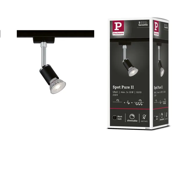 Paulmann URail Pure II Schienenspot schwarz GU10 dimmbar