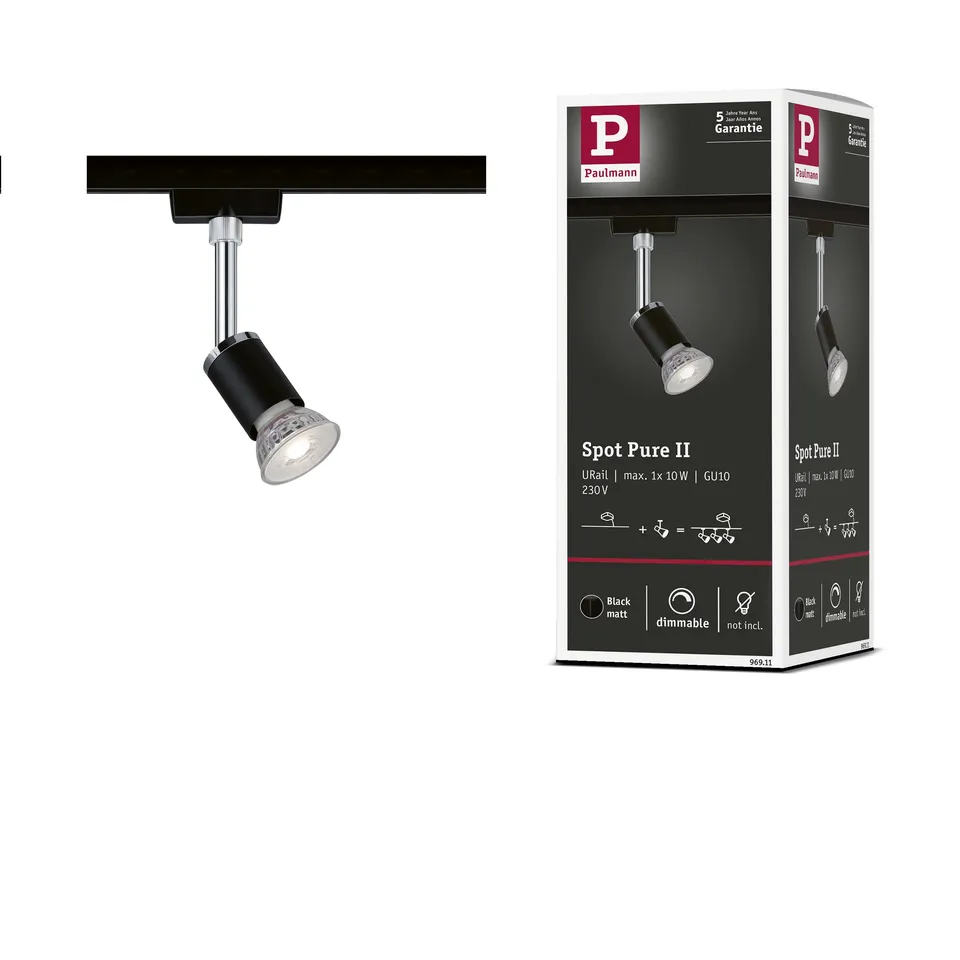 Paulmann URail Pure II Schienenspot schwarz GU10 dimmbar