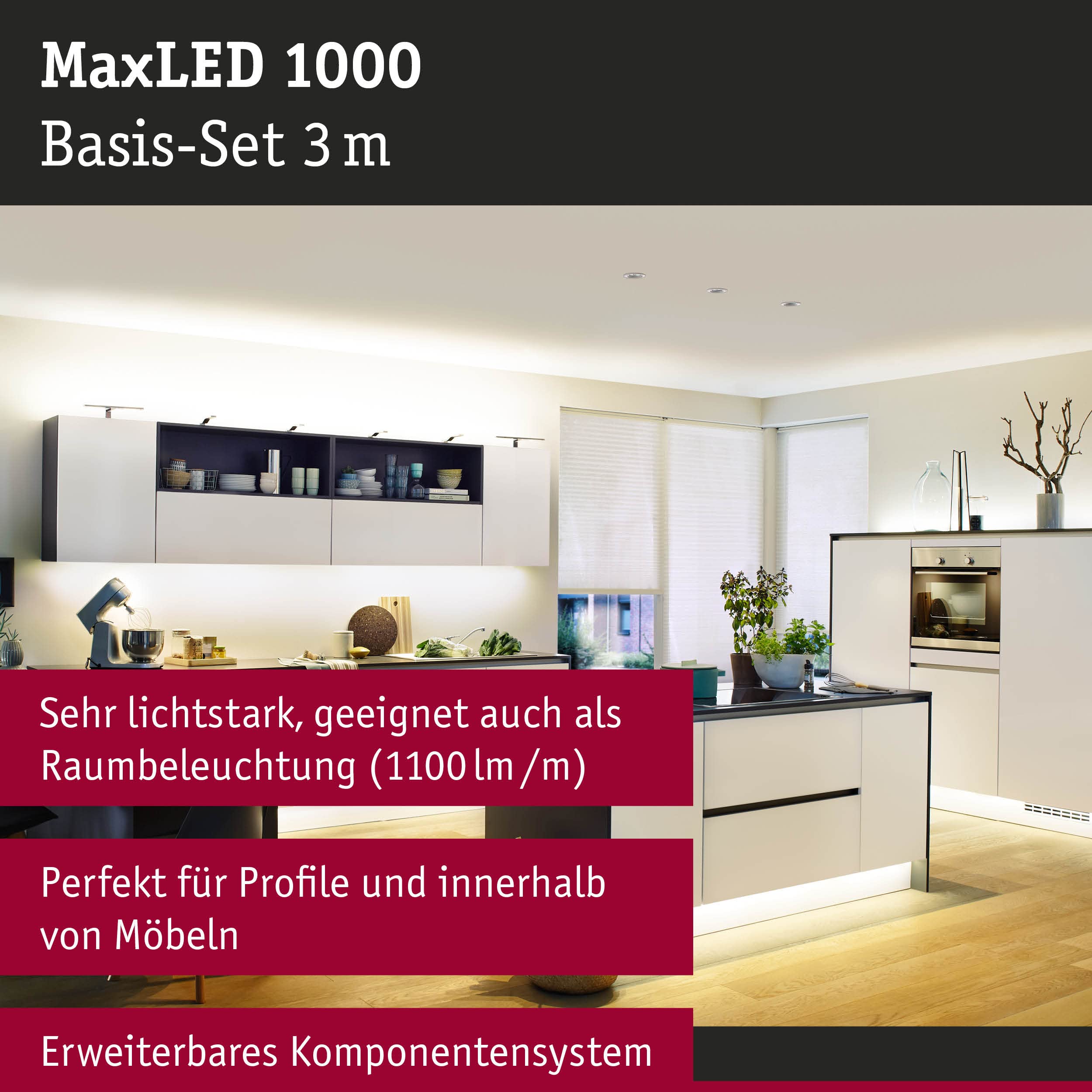 Paulmann MaxLED 705.88 LED-Streifen Komplettset silber erweiterbar