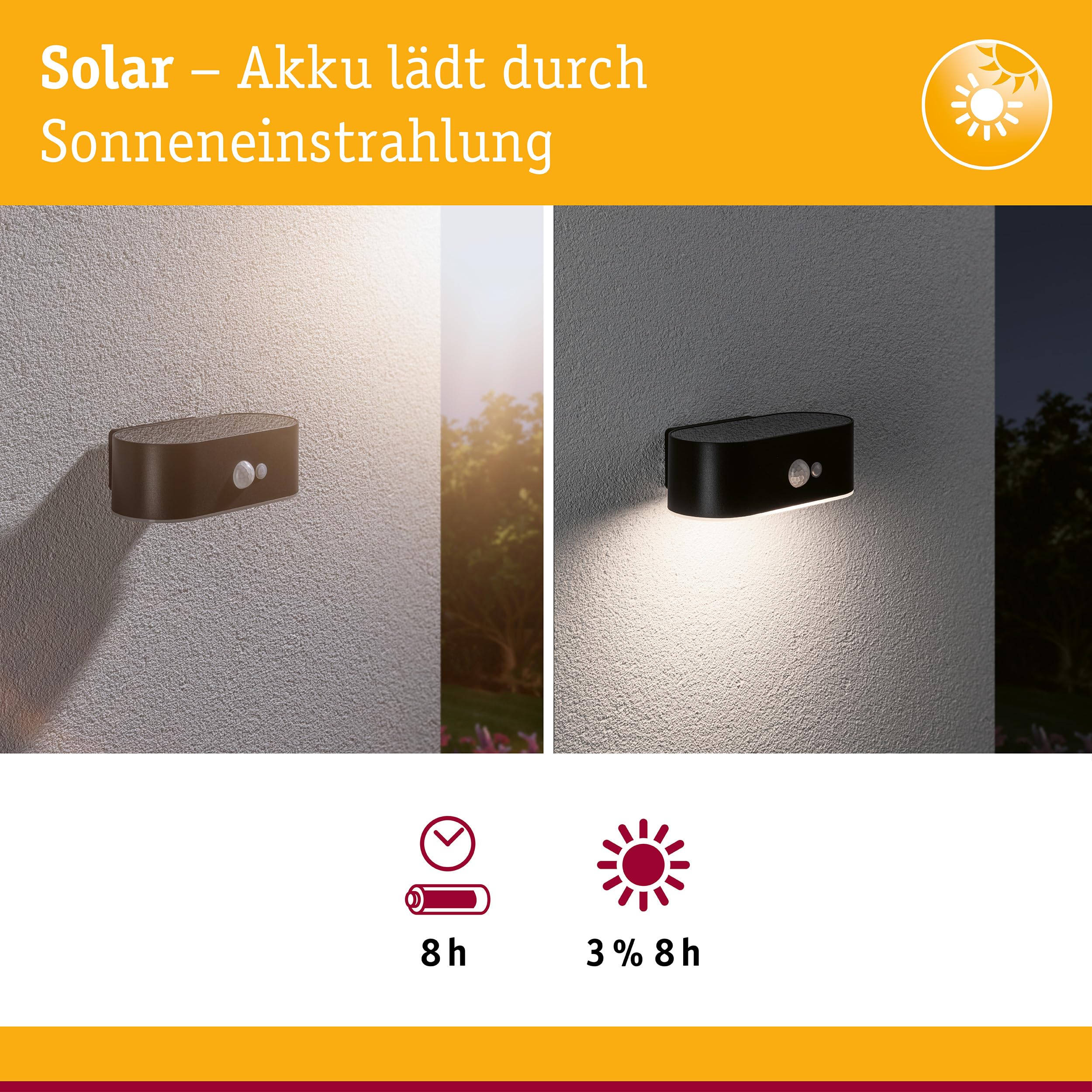 Paulmann 94571 Adya Solar Außenwandleuchte IP44 Schwarz