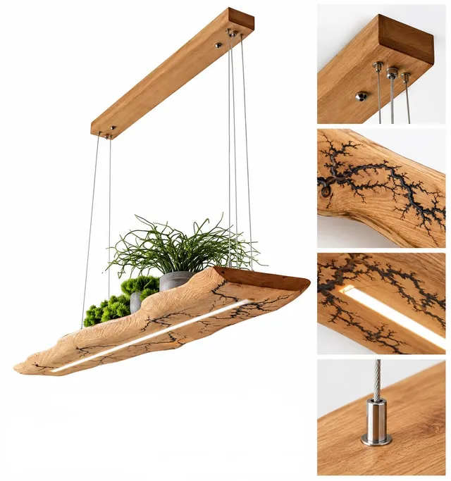 Friesenlicht Sena Hängelampe Wildeiche 120 cm Regal