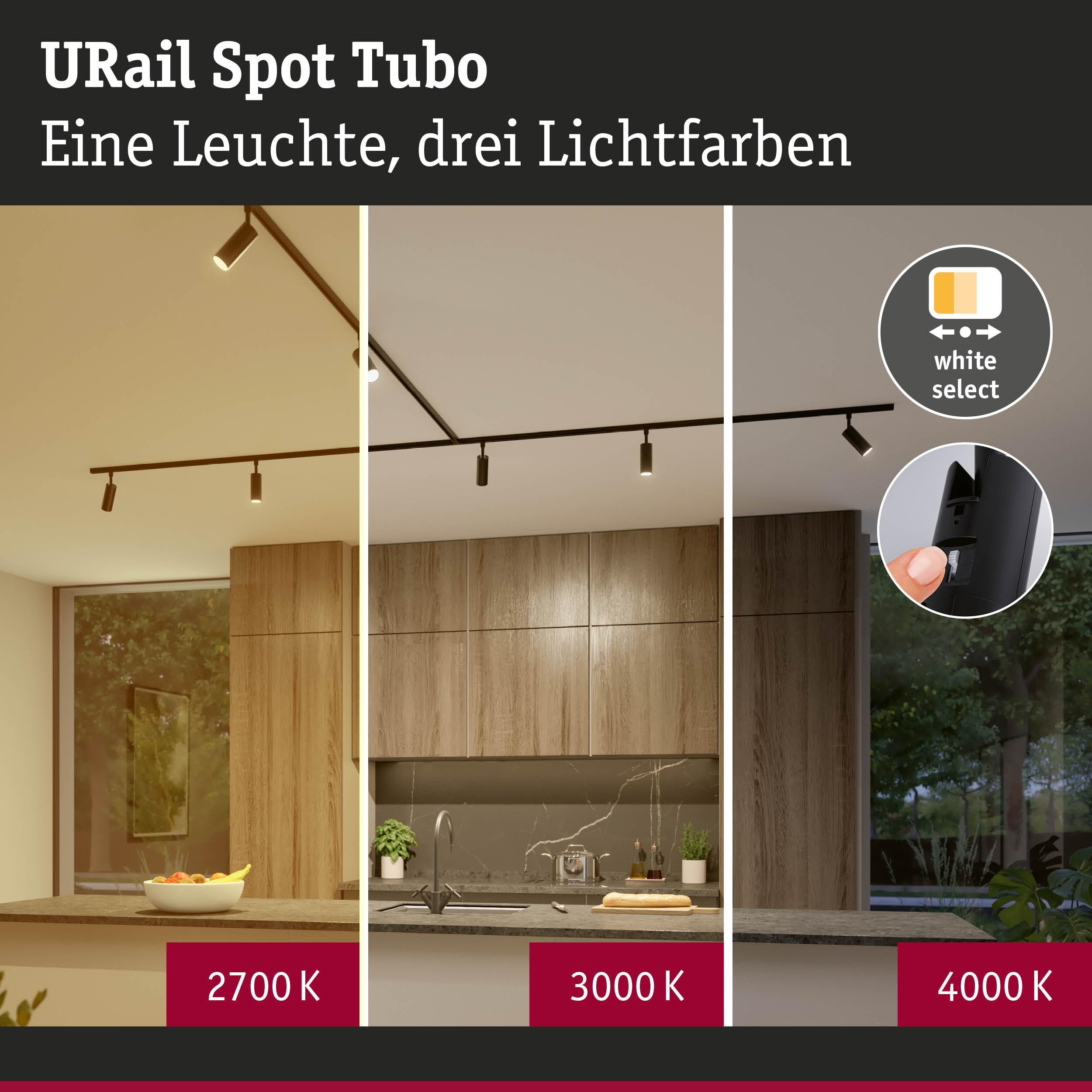 Paulmann URail Tubo Schienenspot 4W schwarz matt