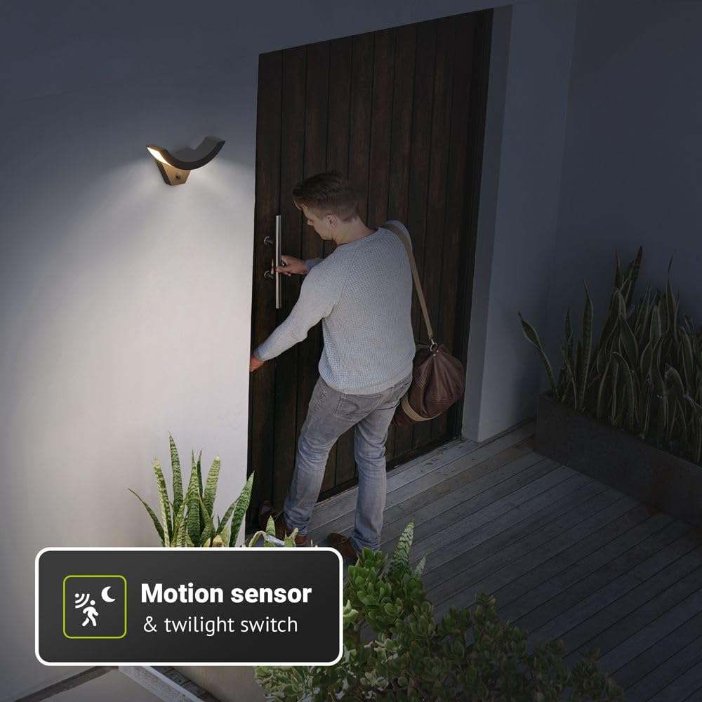 Hoftronic Leeds Wandleuchte außen Sensor schwarz 780lm