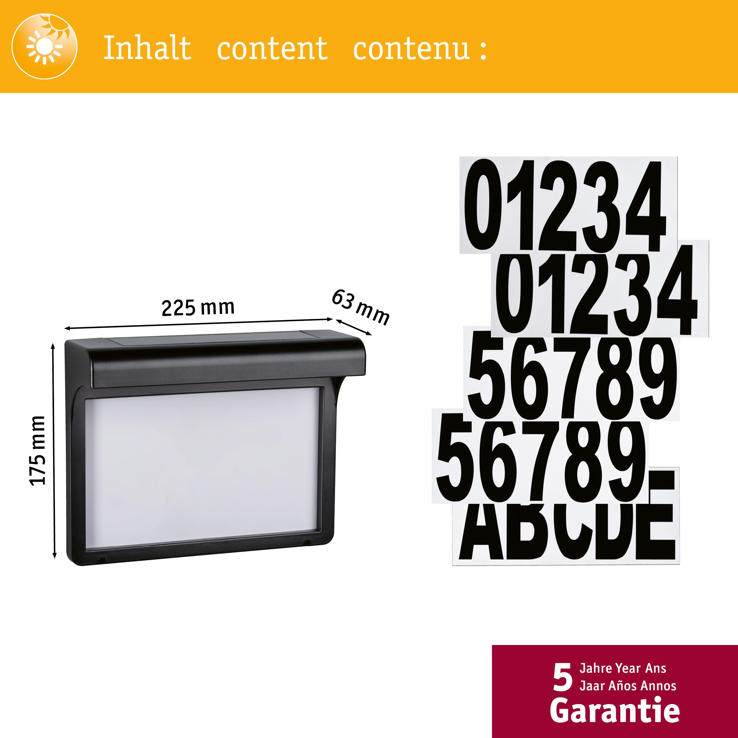 Paulmann Dayton II 95388 Solar-Hausnummernleuchte IP44