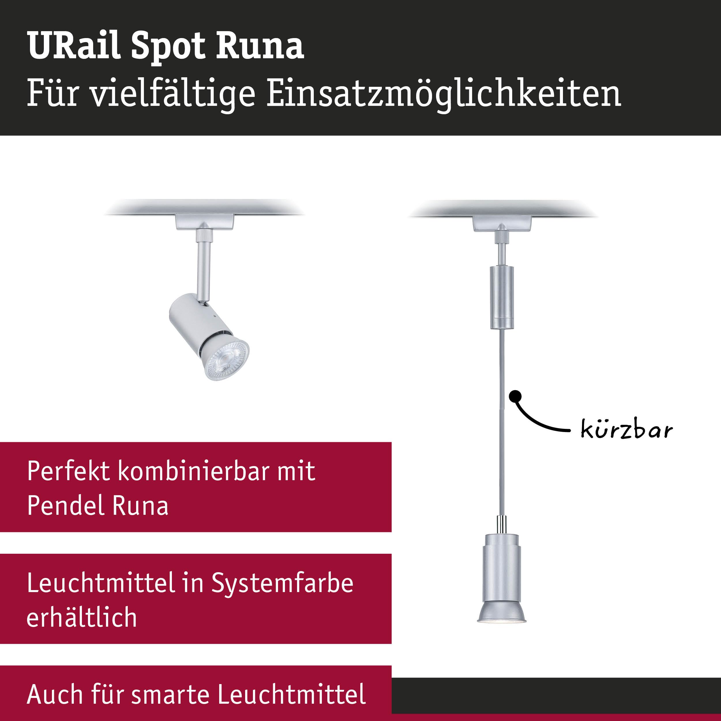 Paulmann URail Runa 95619 Schienenspot chrom matt GU10
