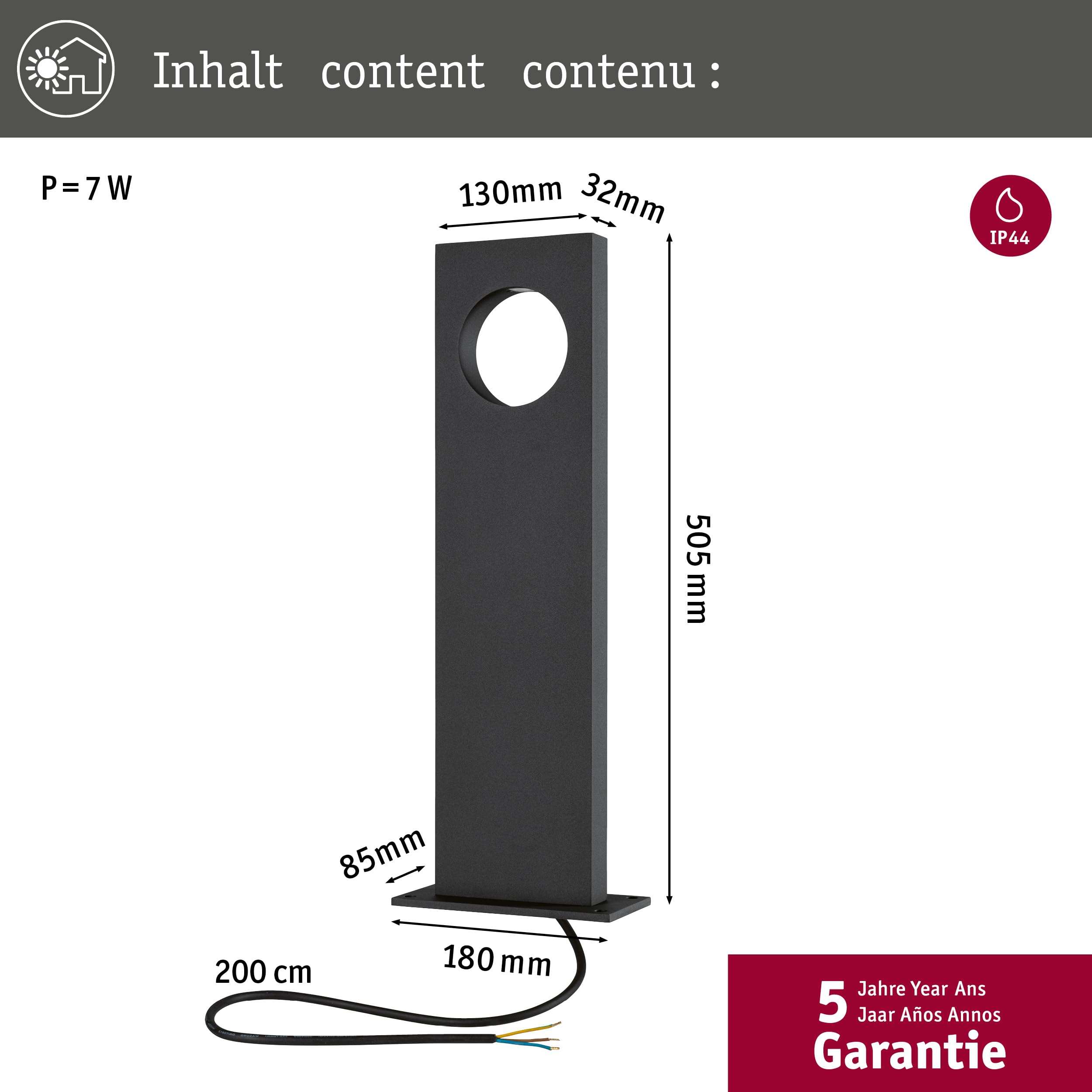 Paulmann Outdoor Lichtobjekt 7W IP65 warmweiß 3000K