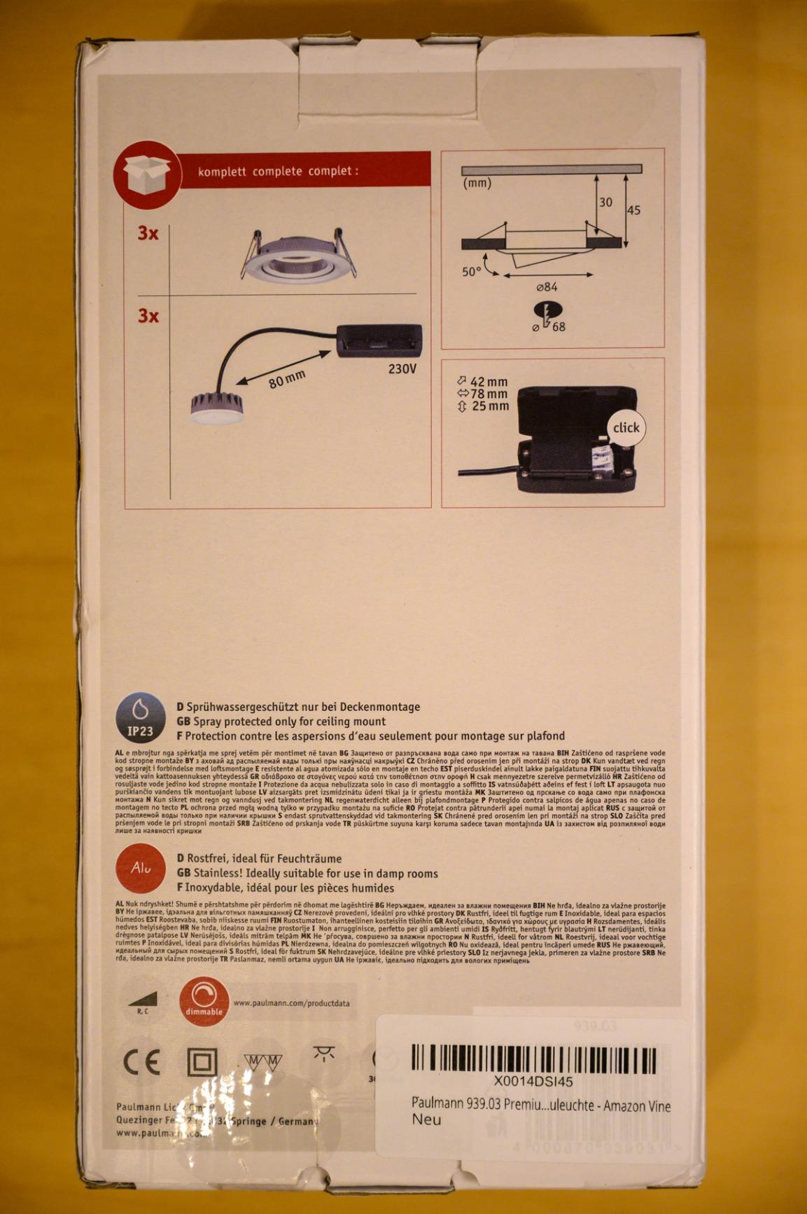 Paulmann Coin Slim Einbaustrahler 3er-Set rund schwenkbar